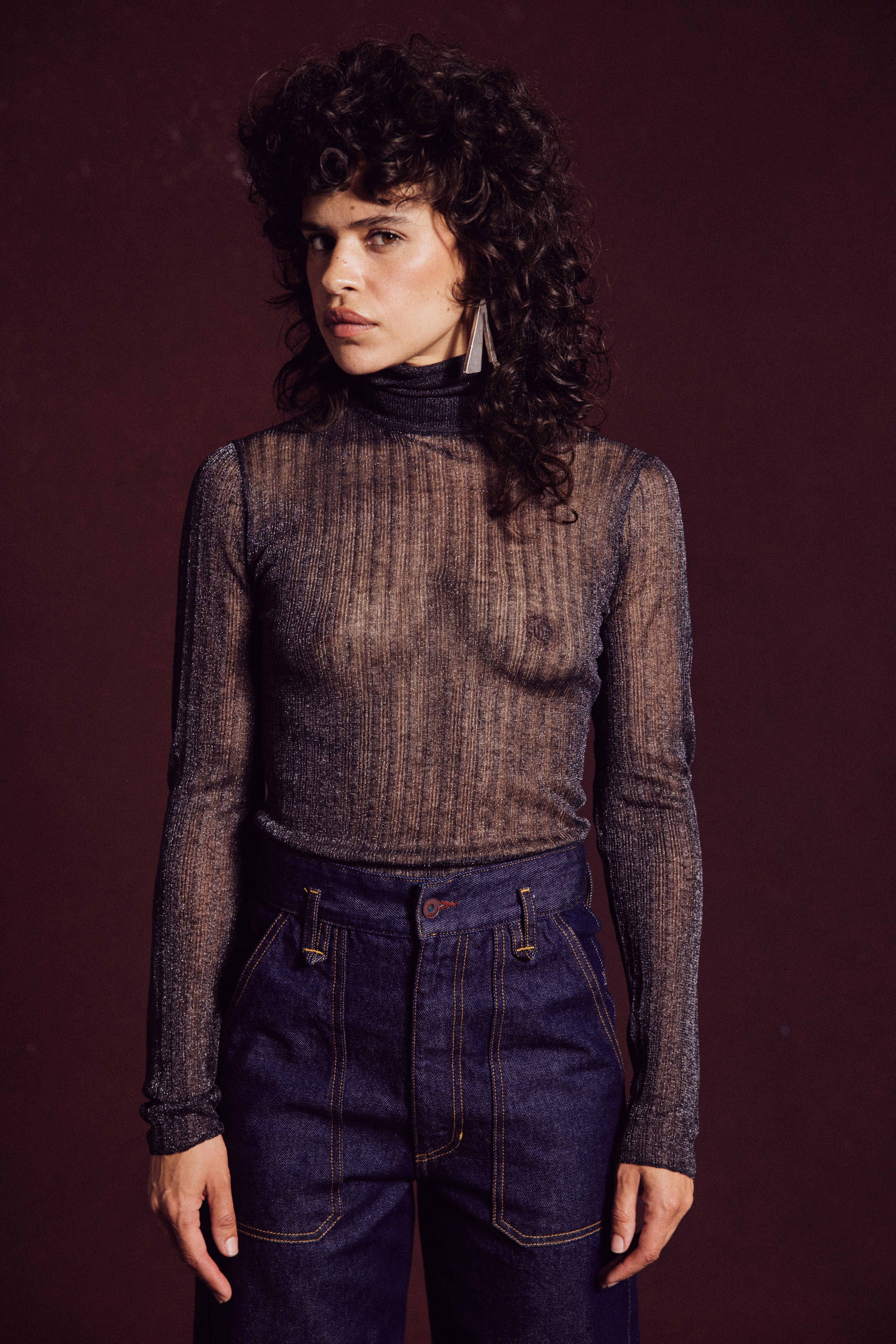 THE ELLYN SWEATER in charcoal and silver