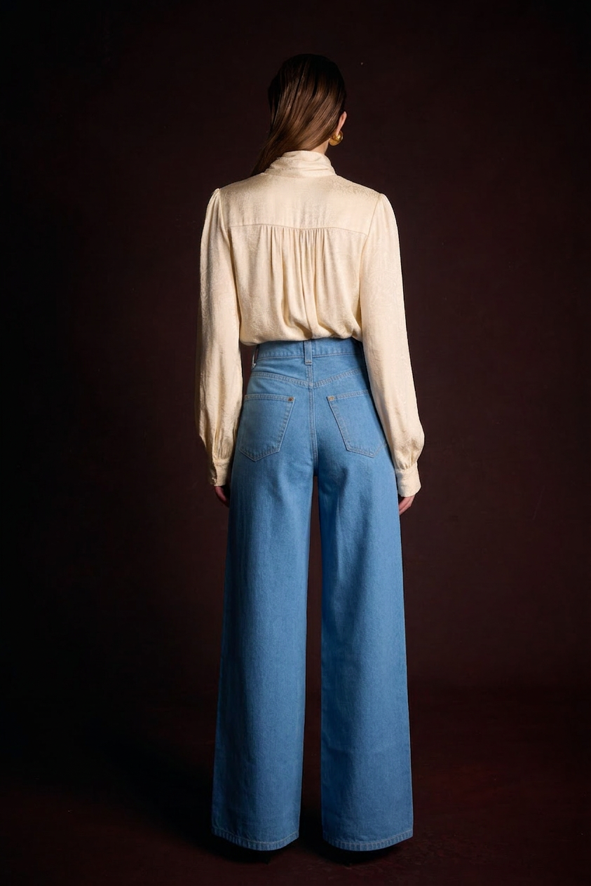 THE FARRAH JEANS in True Blue Japanese Denim